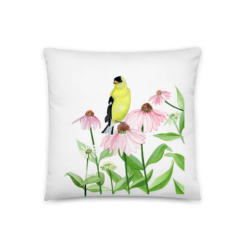 Northern Goldfinch Throw Pillow