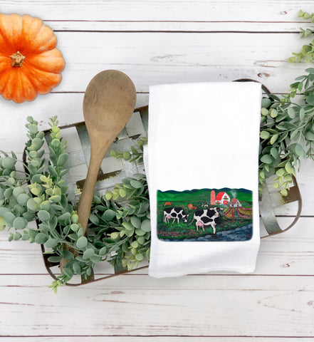 The Red Roof Farm Mountains Tea Towel
