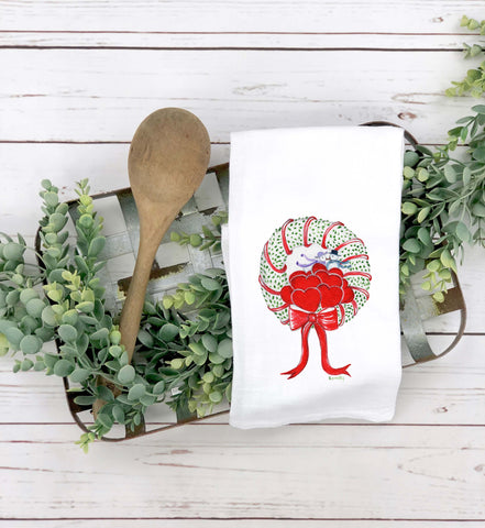 A Valentine's Wreath Tea Towel