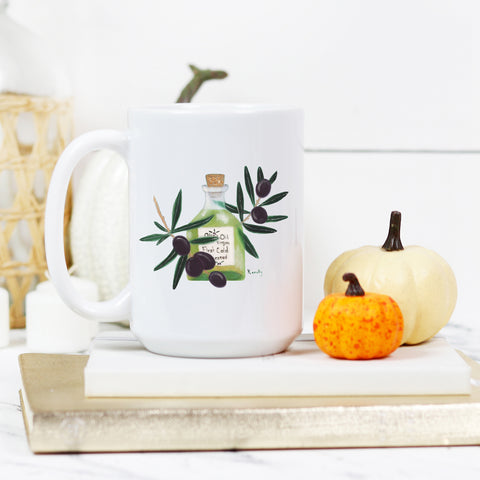 Olive and Oil Deluxe 15 oz Mug