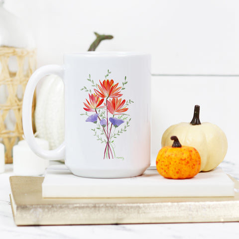 Painted Brush Flower for you Deluxe 15 oz Mug