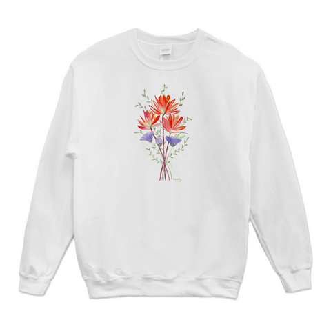 Painted Brush Flowers For You Crew Neck Sweatshirt