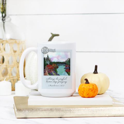 Pine Tree Reflection Polaroid Deluxe 15 oz Mug