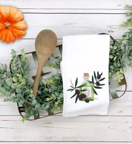 Olive and Oil Tea Towel